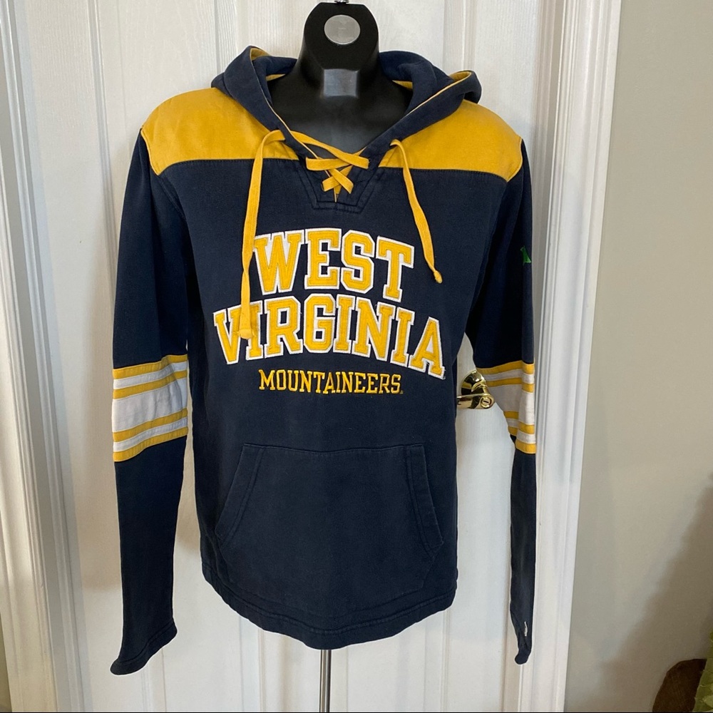 Champion West Virginia Mountaineers Hoodie Men’s (Unisex) Navy & Yellow Small